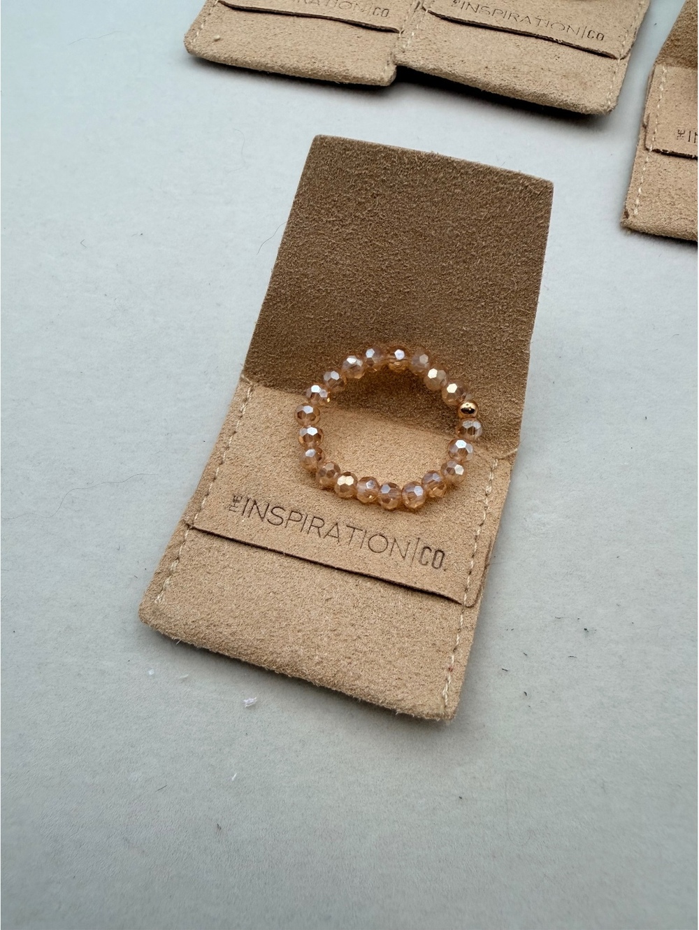 Inspiration Co champagne Crystal beaded stretch ring